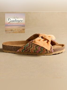 NIB Women's 37 Hermosa Slides Tan and Multicolor Slip-On Sandals